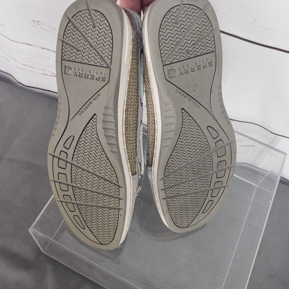 Sperry Top Sider Gray Women's Size 5 Medium Leather Fabric Uppers Boat Shoes - Picture 2 of 12